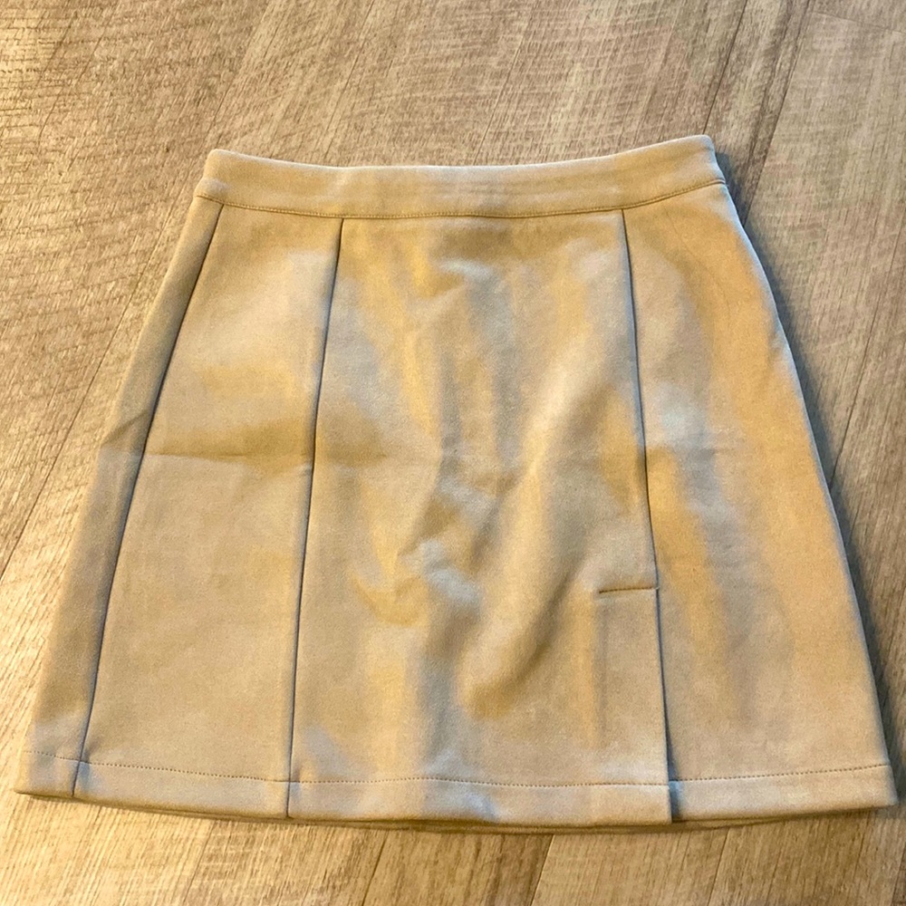 Faux suede bone mini skirt